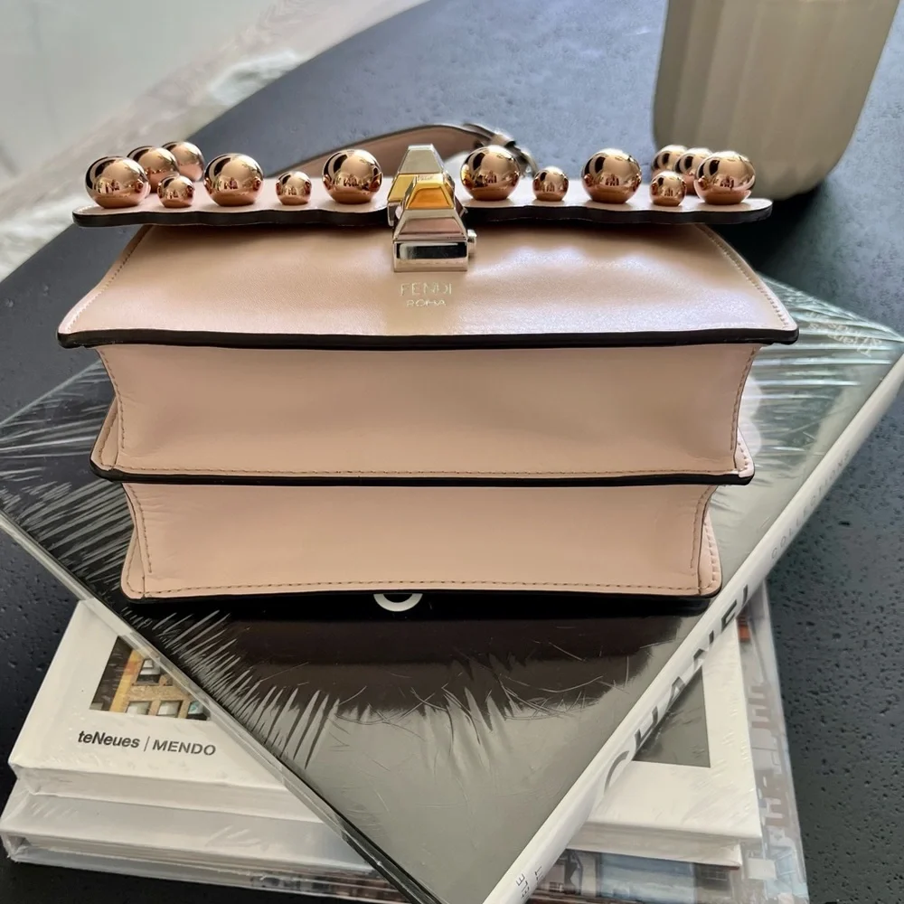 FENDI Vitello Liberty Studded Small Kan I Shoulder Bag Excellent Condition - Picture 5 of 14